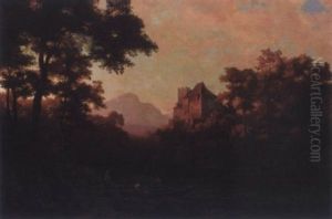Landscape With Hunters Loading Deer In A Canoe