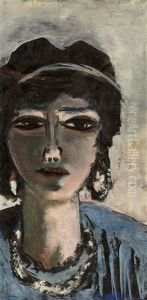 "weiblicher Kopf In Blau Und Grau (die Agypterin)" "weiblicher Kopf In Blau Und Grau (die Agypterin)"