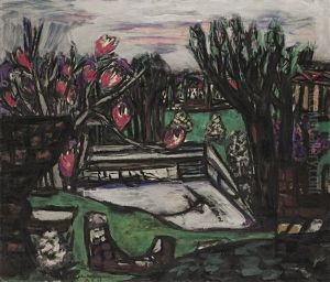 Alter Swimmingpool (fruhlingslandschaft) (old Swimming Pool (spring Landscape)) by Max Beckmann