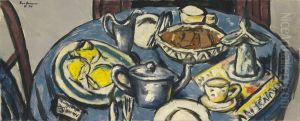 Der Fruhstuckstisch (blau) by Max Beckmann