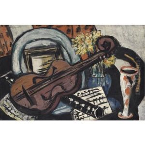 Stilleben Mit Geige Und Flote (still-life With Violin And Flute) by Max Beckmann