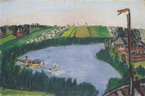 Sommertag - Hollandische Landschaft Mit Badenden by Max Beckmann