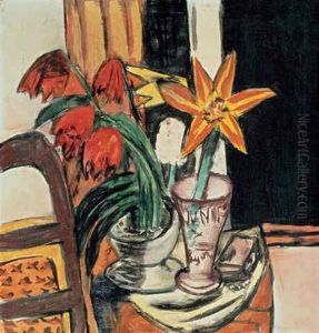 Rote Tulpen Und Feuerlilien by Max Beckmann
