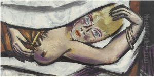 Frau Im Bett by Max Beckmann
