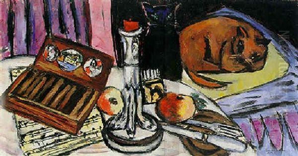 Stilleben Mit Silbernem Leuchter - Stilleben Mit Katzen - view 1