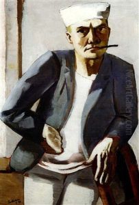 Selbstbildnis Mit Weisser Mutze by Max Beckmann