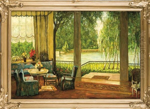 Berliner Interieur Aus Dem 1920er Jahren Mit Ausblick Auf Eine Parkanlage - view 1