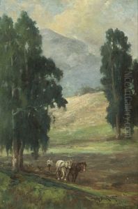 California Landscape With Plowman by Arthur Beckwith