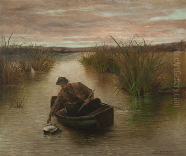 Hunter Retreiving Duck - view 1