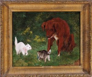 The Challenge: Two Cats And A Dog by James Carroll Beckwith