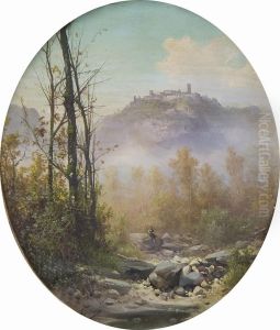 Viandanti In Un Paesaggio. by Guido Agostini
