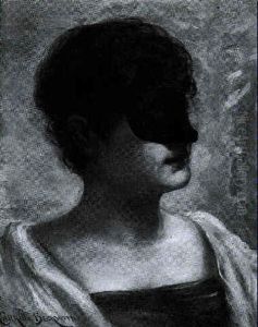 Portrait Of A Woman Wearing A Mask by James Carroll Beckwith
