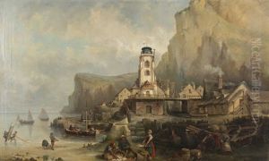 Retour Des Pecheurs Dans Un Village Au Pied De La Falaise by Louise Marie Becq de Fouquieres