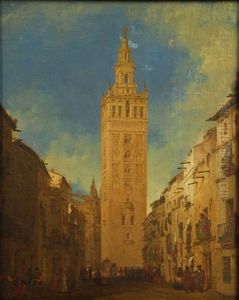 Calle De Sevilla Con La Giralda Al Fondo by Joaquin Becquer