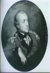 Portrait Of General, John Murray, Bust Length In Military   Uniform, His Arm Resting On A Rock by Thomas Beech