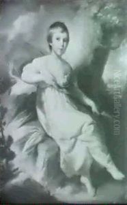 Portrait Of A Young Girl, Seated Full Length by George Duncan Beechey