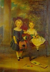 Two Children On A Terrace by George Duncan Beechey