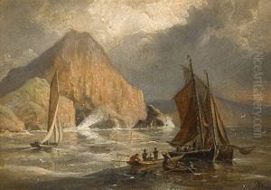 Views Of The Skellig Islands (a Pair) by Richard Bridges Beechey