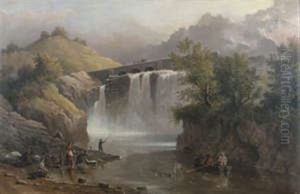 Irish River Landscape With Waterfall