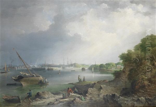 A View Across The Hamoaze Towards The Covered Slips And Buildings Of The Naval Dockyard At Devonport - view 1