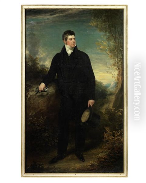 Portrait Of A Gentleman, Full-length, Standing Before A Landscape - view 1