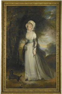 Portrait Of Mrs Simeon, Standing In A Landscape, With A Dog By Her Side