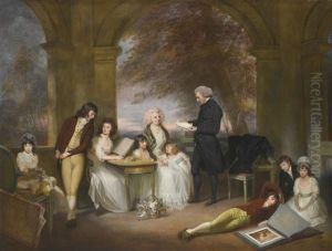 Portrait Of Archdeacon Strachey And His Family by Sir William Beechey