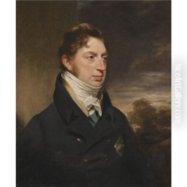 Portrait Of Charles Brudenell-bruce, 1st Marquess Of Ailesbury, Wearing A Dark Blue Coat And A Yellow Waistocat, With Thistle Star - view 1