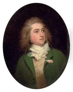Portrait Of Lieutenant Paul Sandby, Aged 25, In A Green Coat, Buff Waistcoat And White Stock by Sir William Beechey