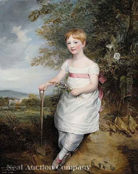 Portrait Of Louisa Pleydell-bouverie As A Young Gardener, In The Park Of Longford Castle, Wiltshire - view 1