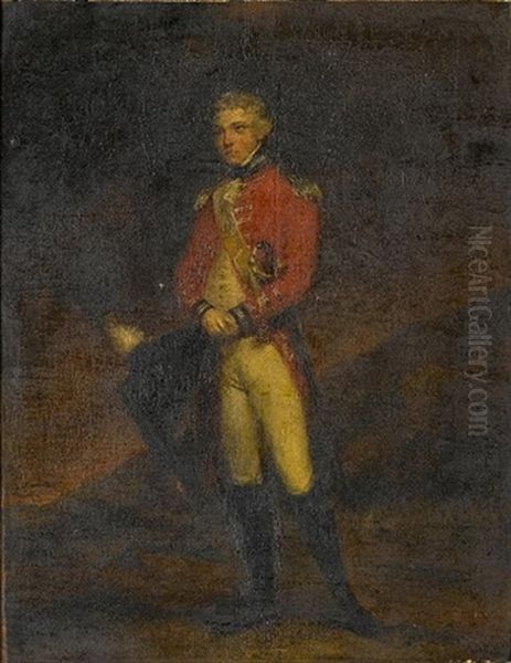 Portrait Of An Officer, Small Full-length, Standing In An Open Landscape With An Encampment Beyond - view 1
