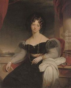 Portrait Of H.r.h The Princess Sophia In A Black Dress With White Gauze Sleeves And A White Shawl, Seated By A Pillar, Windsor Beyond