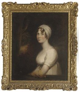 Portrait Of Miss Morley In A White Dress And Yellow Glove, A Landscape Beyond thumbnail