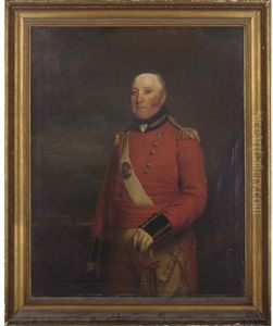 Portrait Of A Field Officer Of The 12th Battalion Of Norwich Volunteer Infantry (?), His Left Hand On His Sword, A Landscape Beyond