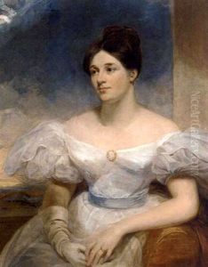 Portrait Of A Lady In A White Dress, A Landscape Beyond