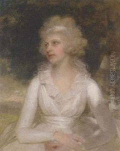 Portrait Of A Lady In A White Dress, In A Landscape Portrait Of A Lady In A White Dress, In A Landscape