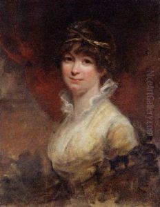 Portrait Of A Lady, In A Yellow Dress And Black Shawl by Sir William Beechey