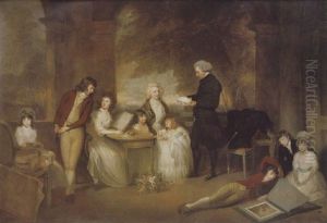 Portrait Of Archdeacon Strachey, Holding A Letter, And His Family, Grouped Around Portrait Of Archdeacon Strachey, Holding A Letter, And His Family, Grouped Around