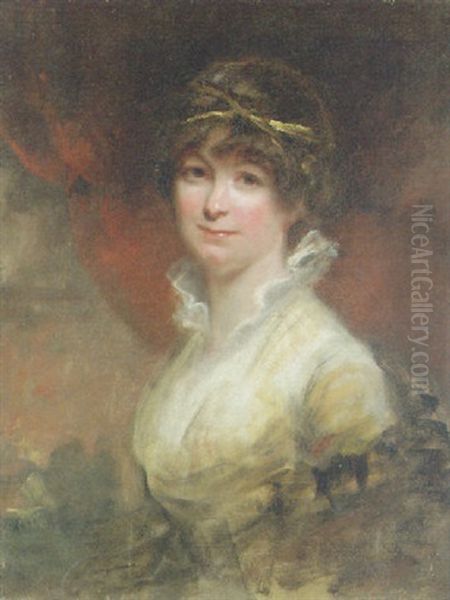 Portrait Of A Lady In A Yellow Dress And Black Shawl - view 1