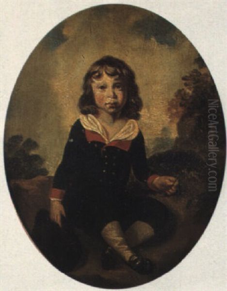 Study Of A Boy Seated On Rocks - view 1