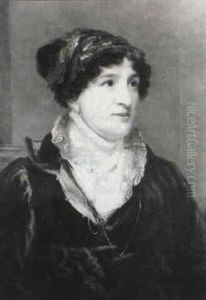 Portrait Of A Lady, Said To Be Madame De Stael, Bust-length, Wearing A Dark Red Velvet Dress And A Head Scarf