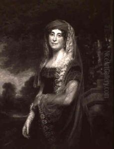 Portrait Of Lady Reede Wearing A Turban And Black Velvet    Dress Trimmed With Lace And A Lace Veil