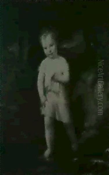 Portrait Of The Earl Of Mexborough As A Child, In White Dress Paddling In A Stream - view 1