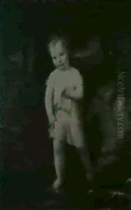 Portrait Of The Earl Of Mexborough As A Child, In           White Dress Paddling In A Stream