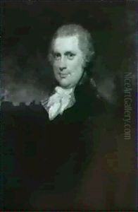 Portrait Of A Gentleman, Half Length, Wearing A Dark        Costume And A White Jabot, Windsor Castle Beyond