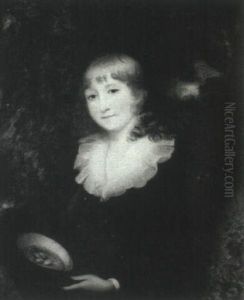 Portrait Of A Young Boy, Standing Half-length, Wearing A Blue Suit And Holding A Hat With A Bird's Nest In It by Sir William Beechey