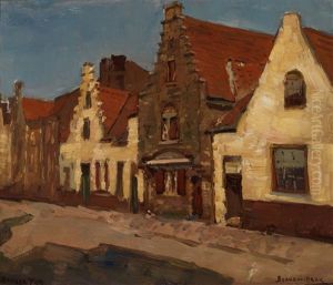 Street In Bruges by Bernardus Antonie Van Beek