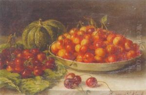 Still Life With Cherries And A Pumpkin On A Table