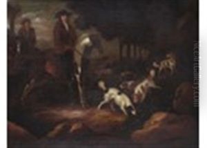 Huntsmen And Hounds by Adriaen Cornelisz Beeldemaker