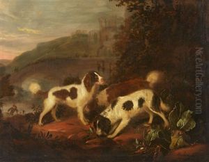Landscape With Hunting Dogs by Adriaen Cornelisz Beeldemaker